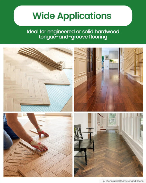Various wood flooring applications showcasing Tough As Nails Smooth Drivin 18 Gauge L Cleat Flooring Nails 1-1/4 Inch.