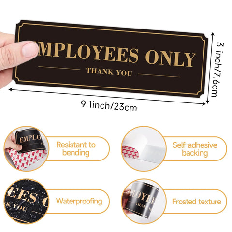 Employees Only Sign For Doors And Walls Two Pack Self Adhering Staff Only Sign 9 By 3 Inches Weather Resistant Black And Gold Finish