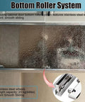 Double Display Case Sliding Door Track With Rollers Aluminum Rail System for glass cabinets, stainless steel wheels, 20kg load