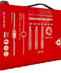 Red metal box containing 44 Piece HSS Drill And Tap Tool Set With Die And Hand Tap Kit For Metalworking M3 To M12 Taps