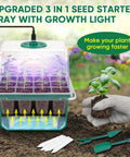 Self Watering Seed Starter Tray Kit With Grow Light And Humidity Dome No Guesswork Watering Three Color Growing Light