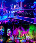 Party scene with neon lights and painted faces under Dope 66ft Black Light LED Strip Kit With 1200 LEDs 385nm-400nm UV Range