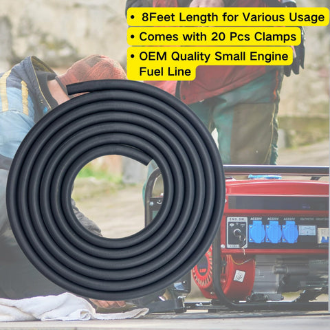 Gas Line Hose Kit With Eight Foot Length Three Sixteenth Inch ID Twin Layer Built Tough Oil Resistant Hose Coiled with Generator