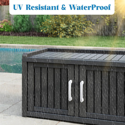 All-Weather Resin Outdoor Shoe Storage Cabinet With Barn Doors And Entryway Bench No Fuss Waterproof And UV Resistant
