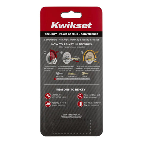 Packaging of DIY Rekey Kit For SmartKey Locks Only Easy Key Reset With SmartKey Security showing rekey instructions in seconds.