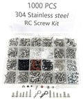 1000Pcs Universal RC Screw Kit With 304 Stainless Steel Screws in transparent storage box for RC cars and crawlers