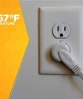Slimline Flat Plug Extension Cord 6 Foot 16 Gauge 3 Conductor 3 Outlet Indoor White Wall Saver plugged in UL listed