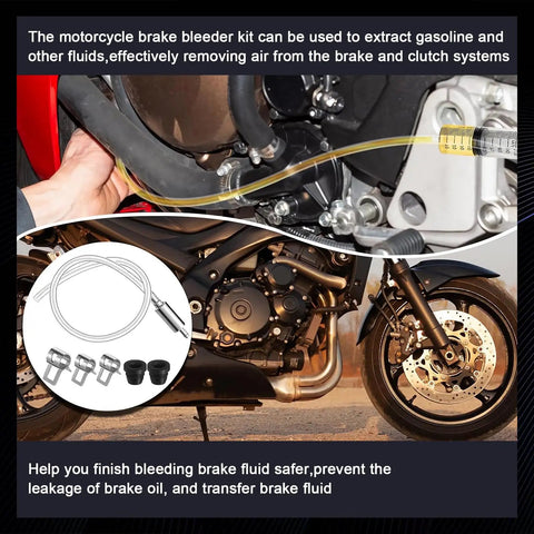 Motorcycle brake bleed demonstration with Hydraulic Brake Bleed Kit For Cars And Bikes With 100ml Syringe 50cm Hose And One Way Check Valve Bleeding Tool For Disc Brakes And Hydraulic Clutch System Maintenance DIY Friendly.