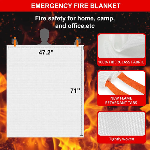 Top Shelf Two Pack Emergency Fire Blanket Measuring Forty Seven By Seventy One Inches X Large fiberglass fire safety blanket 47.2x71in.