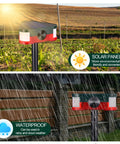 2 Pack 360 Degree Solar Outdoor Motion Sensor Alarm With 3 Loud 129dB Sirens Remote Control 4 Modes Ultrasonic Animal Deterrent For Yard Garden Farm Scare Coyotes Raccoons Deer Dogs, waterproof solar panel