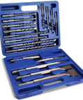 Workpro 17-piece SDS-Plus drill bit and chisel set in blue storage case, carbide-tipped masonry bits