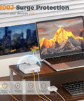 Sleek Flat Surge Protector Power Strip Featuring Ace Usb C Fast Charging Ports and Four Heavy Duty Outlets for Zero Drama Home Office Setup, 900J protection.