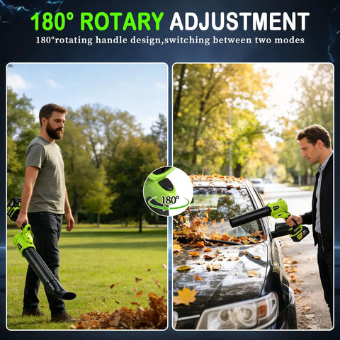 Two men using the Cordless Leaf Blower 21V Powerhouse With Six Speed Control, 980000 RPM Handheld Electric Blower outdoors