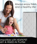 Woman and child enjoying art with HEPA Filter Replacement For Shark HE601 HE602 Air Purifier in background