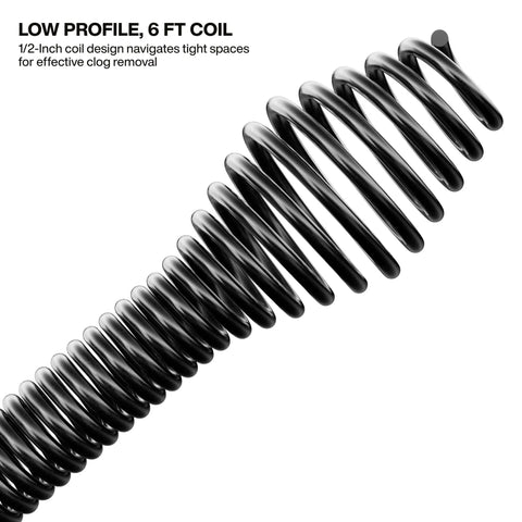 Close-up of 6 ft steel coil for Extendable 3 To 6 Foot Steel Toilet Auger With Hybrid Manual Operation And Drill Compatibility.