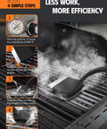 Bristle Free Grill Brush With Five Replacement Heads For Cast Iron And Stainless Steel Grates Safe Outdoor BBQ Scraper cleaning steps.