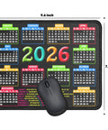 Stitched Edge Slick Mouse Pad With Non Slip Rubber Base For Computers And Laptops, 9.6 X 7.9 Inch 0.1 Inch Thick Black Calendar Edition 2026