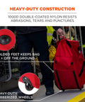 Person pulling Arsenal 5005W Large Nylon Rolling Firefighter Rescue Turnout Gear Bag with Molded Feet and Heavy-Duty Wheels