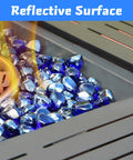 Cobalt Blue Fire Glass Beads For Propane Fire Pits And Fireplaces, 1 Inch High Luster Diamonds, reflective in fire pit