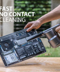 Ultra Electric Air Duster Blower for PC and Electronics Cleanup used on open laptop showing fast no contact cleaning
