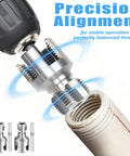 2-In-1 PVC Pipe Threader Kit With Internal And External Dies For One-Half And Three-Quarter Inch Pipes, Drill Compatible