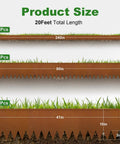 Diagram of Cor Ten Weathering Steel Landscape Edging Kit 20 Ft 6 Pack With Gloves 10 Inch Rusted Border showing product dimensions