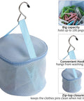 Nifty mesh carry bag for No Mess Plastic Clothes Pins 48 Pack, features hook and zip-top for easy access and storage.