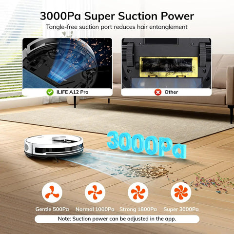 A12 Pro Robot Vacuum And Mop Combo with Self Emptying Station For 60 Days LiDAR Mapping cleaning debris on wooden floor