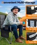 Oversized Heavy Duty Fully Padded Outdoor Folding Chairs 2 Pack With Cup Holder Cooler Bag And Side Pocket carrying a person