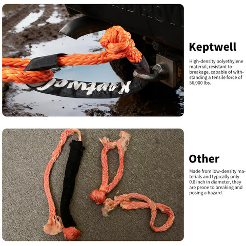 Beefy Heavy Duty Soft Shackle With UHMWPE Tow Connector Half Inch By Twenty Two Inches for SUV off-road towing, 56,000 lbs strength.