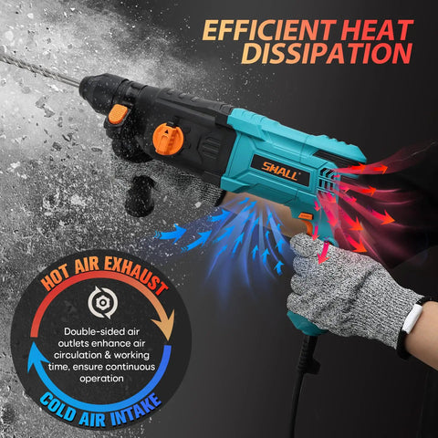 Beast 1 Inch SDS Plus Heavy Duty Rotary Hammer Drill 900W showing efficient heat dissipation in action
