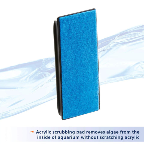 Magnetic Aquarium Algae Scraper For Glass And Acrylic Large Size Clean Inside From Outside With Curved Pad shown vertically