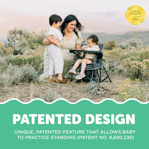 Go With Me Venture Portable Toddler Chair On The Go With Sun Canopy For Indoor And Outdoor Use, seated family outdoors