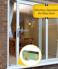 Patio Door Roller Assembly With Stamped Steel Housing And Dichromate Finish One And One Quarter Inch Steel Wheel Three Quarter Inch Width One And Three Sixteenths Inch Height Sliding Door Roller For Patio Track shown with sliding glass door in brick wall setting