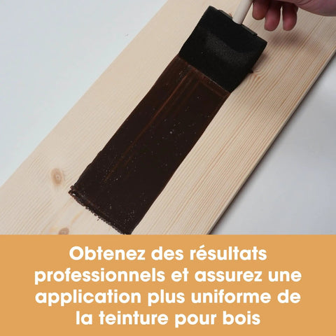 Applying Smooth As Butter Pre Stain Wood Conditioner for Blotch Free Even Coverage on raw pine wood surface with foam roller.