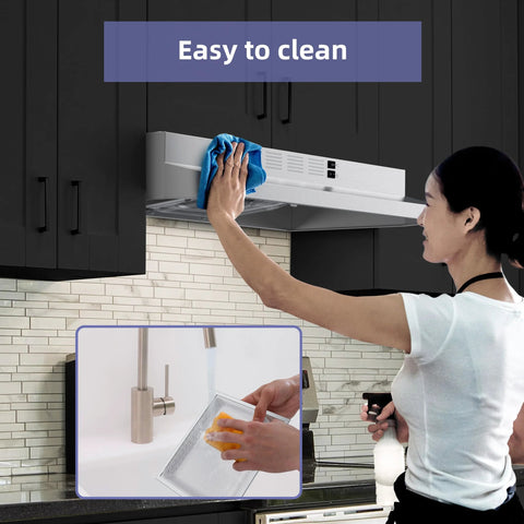 FIREGAS 30-inch stainless steel under-cabinet range hood with rocker controls and 300 CFM, aluminum filter included