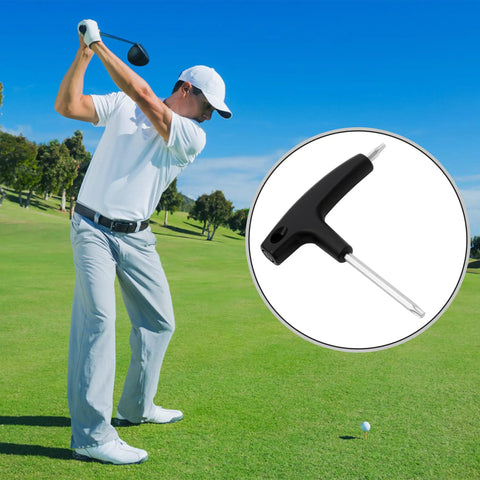 Dual Bit Golf Torque Wrench With T20 And T25 Heads, Universal Shaft Adapter, Plastic And Stainless Steel golf tool on golf course