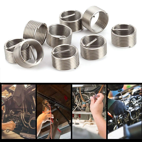 Premium 10pc Thread Repair Insert Kit For Metric Imperial Holes M16 1.5 Conversion Set With Wire Helicoil Style Inserts To Fix Damaged Stripped Screws Fast And Easy For Aluminum Alloy Metal Jobs, steel thread inserts