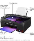 Wireless MegaTank Photo All In One Printer With Alexa Compatibility Smart Reorders Ink Refill No Fuss Print Copy Scan Black Finish