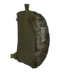 Supertarp Tarp Shelter in Pencott Wildwood Camo with mesh storage bag, waterproof ripstop for overland camping, side view