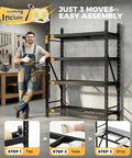 Beefy Heavy Duty Storage Shelves With 6000 Lb Capacity, 61 Inch Wide By 24 Inch Deep By 72 Inch High Industrial Steel Shelving Unit, 1 Mm Main Frame And 4 Mm Solid Wire, Built To Handle Heavy Loads Without Sag, in workshop with easy assembly steps