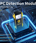 Electronic Studs Finder Handheld Wall Scanner for Wood Metal Studs Detection Detector Color Display on tech background.