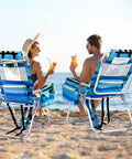 Two people relaxing on 16 Inch Tall Beach Chairs For Adults 2 Pack Lightweight Backpack Camp Chairs with 5 Positions, ocean view