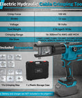 Heavy Duty Cordless Hydraulic Crimping Tool Compatible With Makita 18V Battery Including Eight Swappable Dies Electric Cable Lug Crimper For Copper Aluminum Terminals Up To Two Zero Awg Rock Solid with included dies and case.