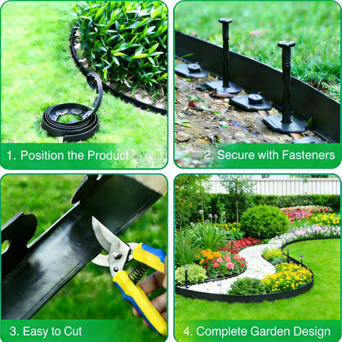 40 Ft Landscape Edging Kit With 36 Spikes 3 Inch High Flexible Plastic Garden Border No Dig Lawn Edging installation steps