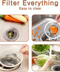 40 Pack Heavy Duty Stainless Steel Slop Basket Filter Traps Two And Three Quarters Inch Top One Inch Mesh Sink Strainers in use