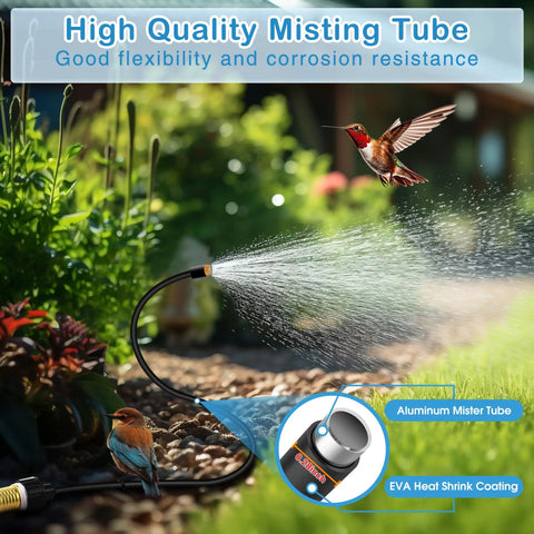 60 Inch Outdoor Hose Mister For Patio Flexible Standing Mister Portable Garden Misters For Cooling Outdoor Backyard Water Mist System Aluminum Adjustable Tube Bird Bath Chill Play spraying mist