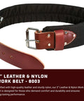3 Inch Leather And Nylon Tool Belt Padded For All Day Comfort With Heavy Duty Steel Roller Buckle Durable Industrial Grade Work Belt For Pros Builders And Carpenters Large Size Made In USA in black and brown
