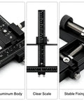 Tough Aluminum Cabinet Hardware Jig With 16 Inch Adjustable Slide Rail For Dead On Knobs Handles Layout Zero Guesswork Quick Diy Woodworking Drill Template Guide showing aluminum body, clear scale, and stable fixing.