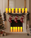 2 Pack 10 Inch Outdoor Flameless LED Candles With Remote Control And 2H 4H 6H 8H Timer on decorated fireplace mantel
